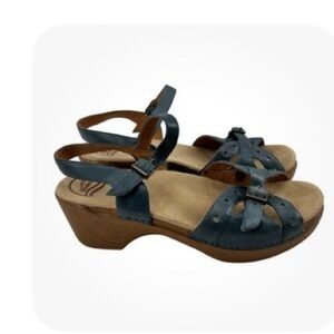 Dansko Black Sissy Wedge Heeled Shoes Buckle Womens 9